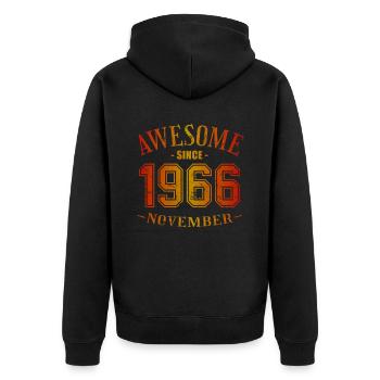 November 1966 - Geburtstag im November Awesome - Unisex Premium Bio Zip Hoodie - Schwarz - Hinten - Nico (187cm)