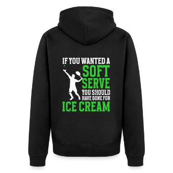 Tennis Art Retired Tennis Player Racket - Unisex Premium Bio Zip Hoodie - Schwarz - Hinten - Nico (187cm)