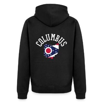 Columbus USA Flag Patriotism Pride of Home - Unisex Premium Organic Zip Hoodie - black - Back - Nico (187cm)