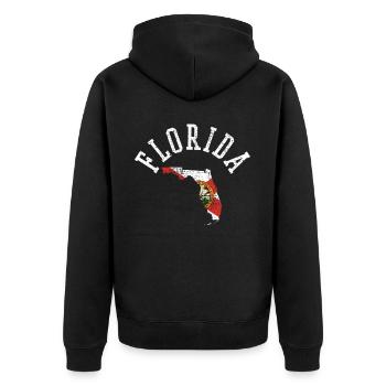 Découvrez votre Florida Usa Flag Patriot Design - Veste à capuche bio Premium Unisexe - noir - Dos - Nico (187cm)