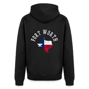 Fort Worth Home State USA Flag Patriotic - Unisex Premium Organic Zip Hoodie - black - Back - Nico (187cm)