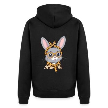 Maman Lapin Mignon Lapin Mère Mignon Lapin de Pâques - Veste à capuche bio Premium Unisexe - noir - Dos - Nico (187cm)