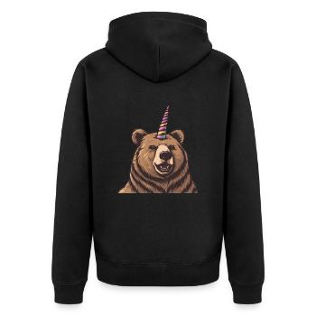 Grizzly Bear Unicorn Brown Bear Bear - Unisex Premium Organic Zip Hoodie - black - Back - Nico (187cm)