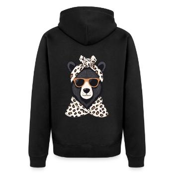 Drôle Maman Ours Mère Ours Ours Amoureux de l’Ours - Veste à capuche bio Premium Unisexe - noir - Dos - Nico (187cm)