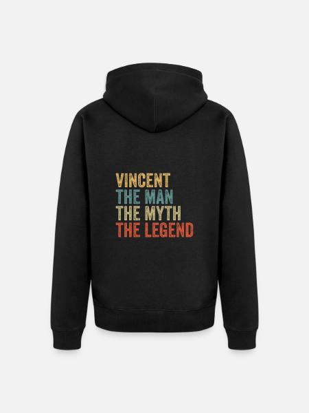 Vincent the man the myth - Unisex Premium Organic Zip Hoodie - black