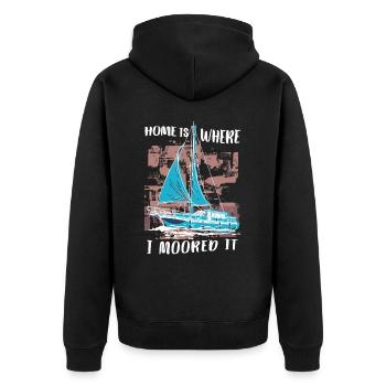 Segler Segelboot Zubehör Segelschiff - Unisex Premium Bio Zip Hoodie - Schwarz - Hinten - Nico (187cm)