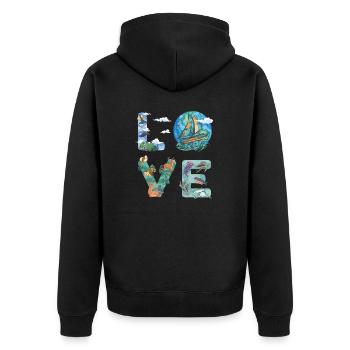 Segler Segelboot Zubehör Segelschiff - Unisex Premium Bio Zip Hoodie - Schwarz - Hinten - Nico (187cm)