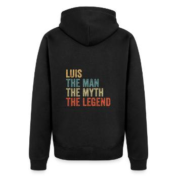 Luis l’homme, le mythe - Veste à capuche bio Premium Unisexe - noir - Dos - Nico (187cm)