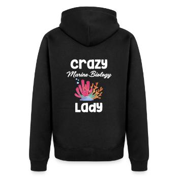 Crazy Marine Biology Lady Aquariums - Unisex Premium Bio Zip Hoodie - Schwarz - Hinten - Nico (187cm)