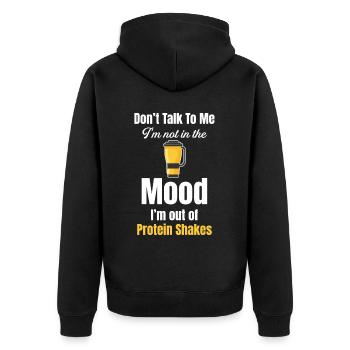 Sprich Nicht Mit Mir, Ich Bin Nicht In Der - Unisex Premium Bio Zip Hoodie - Schwarz - Hinten - Nico (187cm)