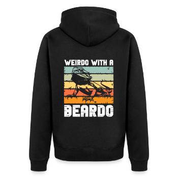 Bärde Drachenliebhaber Pogona Reptile Eidechse - Unisex Premium Bio Zip Hoodie - Schwarz - Hinten - Nico (187cm)