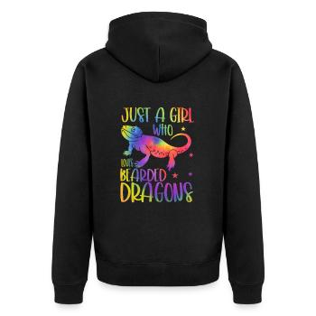 Bärde Drachenliebhaber Pogona Reptile Eidechse - Unisex Premium Bio Zip Hoodie - Schwarz - Hinten - Nico (187cm)