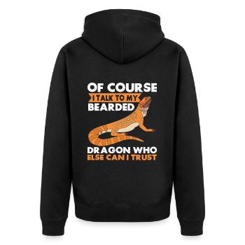 Bärde Drachenliebhaber Pogona Reptile Eidechse - Unisex Premium Bio Zip Hoodie - Schwarz - Hinten - Nico (187cm)