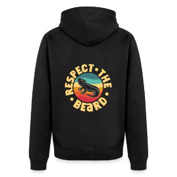Bärde Drachenliebhaber Pogona Reptile Eidechse - Unisex Premium Bio Zip Hoodie - Schwarz - Hinten - Nico (187cm)