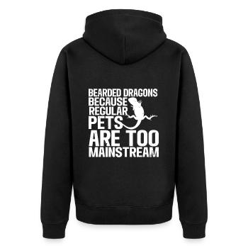 Bärde Drachenliebhaber Pogona Reptile Eidechse - Unisex Premium Bio Zip Hoodie - Schwarz - Hinten - Nico (187cm)