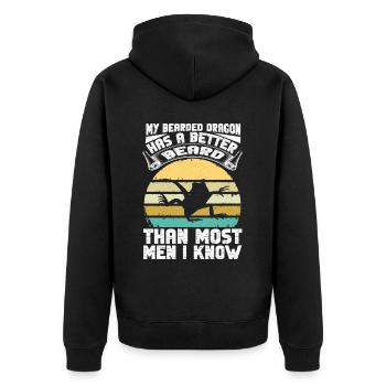 Bärde Drachenliebhaber Pogona Reptile Eidechse - Unisex Premium Bio Zip Hoodie - Schwarz - Hinten - Nico (187cm)