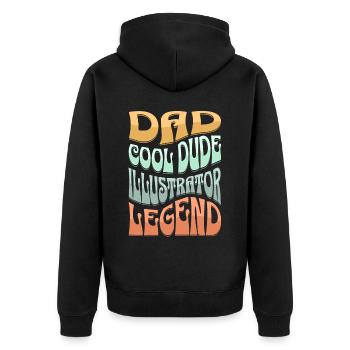 Papa Illustrator - Unisex Premium Organic Zip Hoodie - black - Back - Nico (187cm)