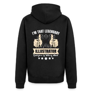 Legendary Illustrator - Unisex Premium Organic Zip Hoodie - black - Back - Nico (187cm)