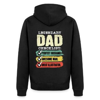 Papa Illustrateur Fête des Pères - Veste à capuche bio Premium Unisexe - noir - Dos - Nico (187cm)