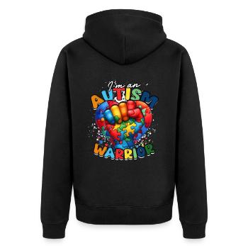 Autist Autismus I'm an autism warrior - Unisex Premium Bio Zip Hoodie - Schwarz - Hinten - Nico (187cm)