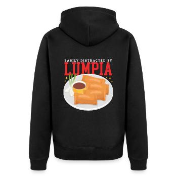 Lumpia Spring Rolls Loempia Gift - Unisex Premium Organic Zip Hoodie - black - Back - Nico (187cm)