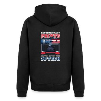 Patriotic 3D Printing Crafting History with 3D Tec - Unisex Premium Organic Zip Hoodie - black - Back - Nico (187cm)