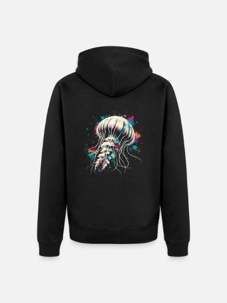 Jellyfish - Unisex Premium Organic Zip Hoodie - black