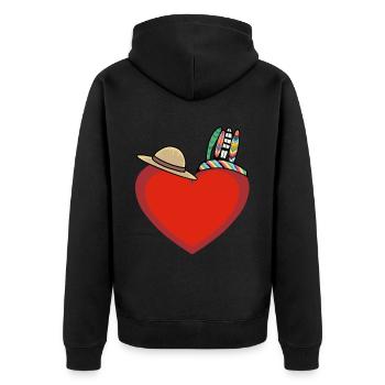 Heart Hearts Wild West USA - Unisex Premium Organic Zip Hoodie - black - Back - Nico (187cm)