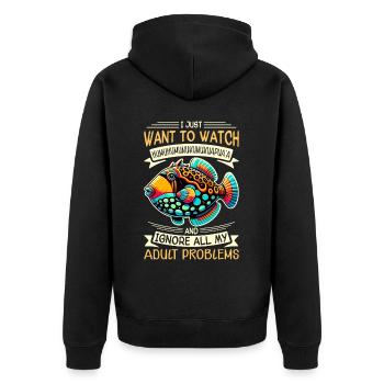 Hawaiian triggerfish Humuhumunukunukuapua'a - Unisex Premium Organic Zip Hoodie - black - Back - Nico (187cm)