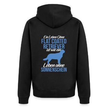 Leben ohne Flat Coated Retriever - Unisex Premium Bio Zip Hoodie - Schwarz - Hinten - Nico (187cm)