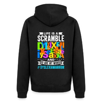 Dyslexia Dyslexia Dyslexia Dyslexic - Unisex Premium Organic Zip Hoodie - black - Back - Nico (187cm)