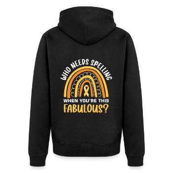 Dyslexia Dyslexia Dyslexia Dyslexic - Unisex Premium Organic Zip Hoodie - black - Back - Nico (187cm)