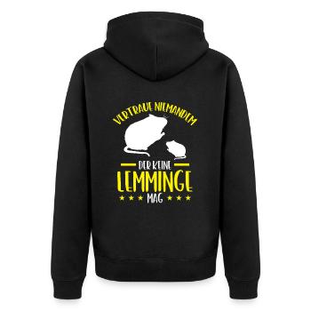 Lemming Don't Trust Vole Lemming - Unisex Premium Organic Zip Hoodie - black - Back - Nico (187cm)