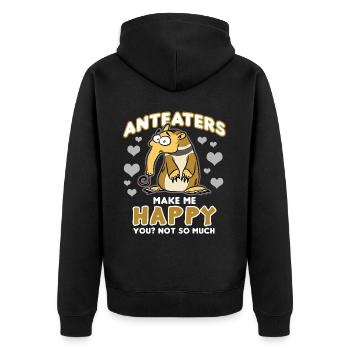 Ameisenbären Make Me Happy You Not So Much - Unisex Premium Bio Zip Hoodie - Schwarz - Hinten - Nico (187cm)