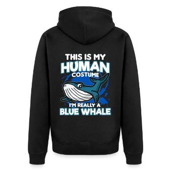Human Costume Really a Blue Whale - Unisex Premium Organic Zip Hoodie - black - Back - Nico (187cm)
