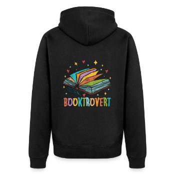 Reading Booktrovert Loves Reading Books Librarian - Unisex Premium Organic Zip Hoodie - black - Back - Nico (187cm)