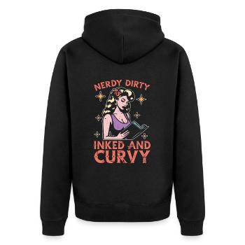 Lecture De Livres De Lecture Nerdy Dirty Encrés Et Sinueux - Veste à capuche bio Premium Unisexe - noir - Dos - Nico (187cm)