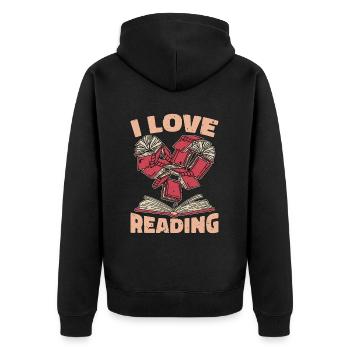 Lecture J’aime lire des livres Littérature Lecteur - Veste à capuche bio Premium Unisexe - noir - Dos - Nico (187cm)