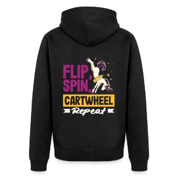 Cool Wheel Stroke Gymnastics Gymnastics - Unisex Premium Organic Zip Hoodie - black - Back - Nico (187cm)