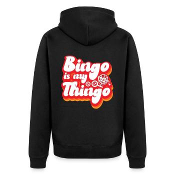 Bingo Player Pun Bingo Is My - Unisex Premium Organic Zip Hoodie - black - Back - Nico (187cm)