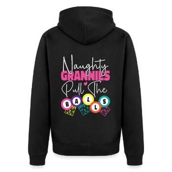 Bingo Player Grandma Naughty - Unisex Premium Bio Zip Hoodie - Schwarz - Hinten - Nico (187cm)
