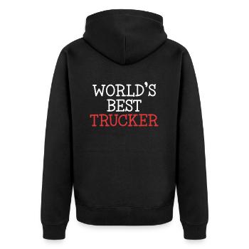 World's Best Trucker Trucker Legends Truckie - Unisex Premium Organic Zip Hoodie - black - Back - Nico (187cm)