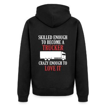 Qualifiziert genug, um ein Trucker Trucker Truck zu werden - Unisex Premium Bio Zip Hoodie - Schwarz - Hinten - Nico (187cm)