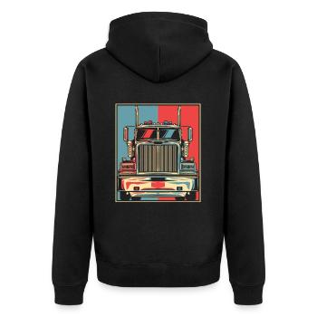 Truck Portrait Trucker Truckie Legends Lover - Unisex Premium Organic Zip Hoodie - black - Back - Nico (187cm)