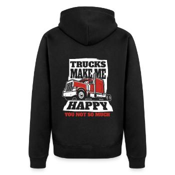LKWs machen mich glücklich Trucker-Legenden Truckie - Unisex Premium Bio Zip Hoodie - Schwarz - Hinten - Nico (187cm)