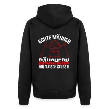Grillmeister Bbq Passion Barbecue Grillen - Unisex Premium Bio Zip Hoodie - Schwarz - Hinten - Nico (187cm)