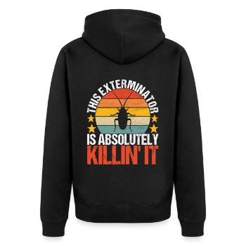 Pest Control Exterminator - Unisex Premium Organic Zip Hoodie - black - Back - Nico (187cm)