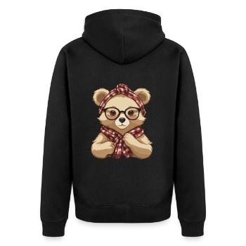 Funny Mama Bear Mother Bear Bear Lover - Unisex Premium Organic Zip Hoodie - black - Back - Nico (187cm)