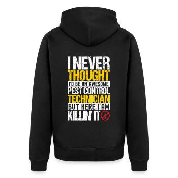 Pest Control Exterminator - Unisex Premium Organic Zip Hoodie - black - Back - Nico (187cm)