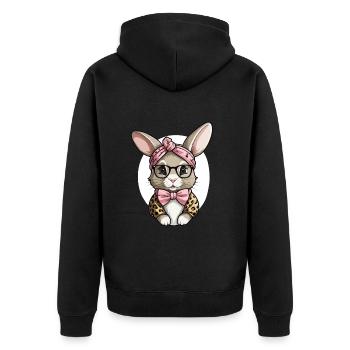 Maman Lapin Mignon Lapin Maman Mignon Lapin de Pâques - Veste à capuche bio Premium Unisexe - noir - Dos - Nico (187cm)